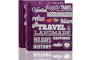 Arpan 2 x Photo Album 200 6 X 4'' / 15 x 10 cm Photos Slip in Picture Album CD/DVD Pocket Memo Writing Area - Gifting Album (Slogan Art Purple)
