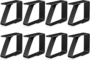 virea 8 x Fermacoperta Nero per tavoli con Spessore di 3 cm - - Fermacoperta in Acciaio Inossidabile per Interni ed Esterni - - Fermacoperta Facili da Pulire