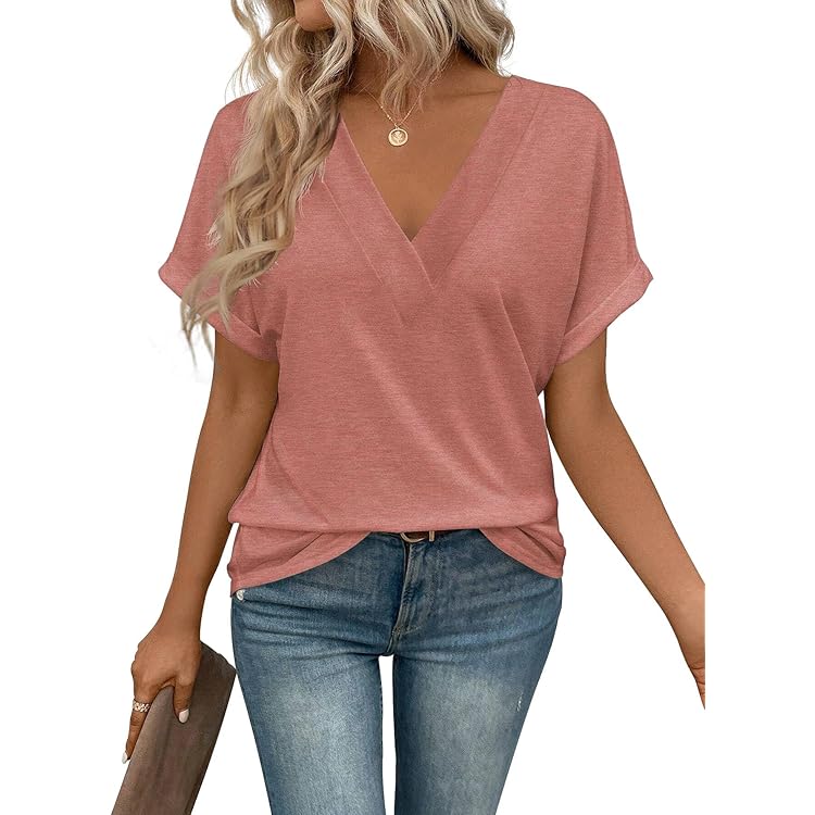 NAIOSS T-shirt met korte mouwen zomer V-hals damesblouse casual, Korte mouwen - zwart, M NAIOSS T-shirt met korte mouwen zomer V-hals damesblouse casual, Korte mouwen - zwart, M