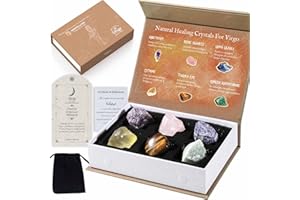 Faivykyd Virgo Birthday Crystals Gifts for Healing, Natural Spiritual Crystals with Horoscope Box, Zodiac Birthstone Crystal Set, Birthday Gifts for Women Men Friends, Healing Crystal for Beginners