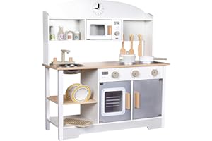 Calma Dragon Cucina bambini BL-19203 - Cucina legno per bambini con microonde, lavello, forno e 13 accessori. Cucina giocattolo ideale per neonati e bambini - Dimensioni: 69,2 x 33,29 x 13,3 cm
