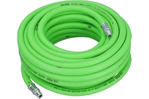 US PRO AB Tools 15 Metres Soft Rubber Hi-Vis Air Compressor Hose Airline 1/4 BSP Male Thread