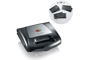 SEVERIN Appareil à Croque-Monsieur, Appareil à gaufres et gril viande, Toaster 3-en-1, 1 000W, pour une cuisson rapide des aliments, noir, SA 2968