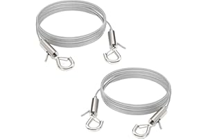 HeYork 2 Stück Edelstahl Draht Seil Automatische Draht Seil mit Schloss 2 Haken für Panel Licht Bild DIY Lampe Kleiderbügel 2 Meter Einstellbar Drahtseil Aufhängung Stahlseil