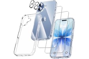 UniqueMe für iPhone 17 Hülle - Handyhülle für iPhone 17 Case, 5 in 1 Set Rundumschutz Schutzhülle Cover, 1 Handyhülle & 2 Schutzfolie & 2 Kameraschutz - Transparent