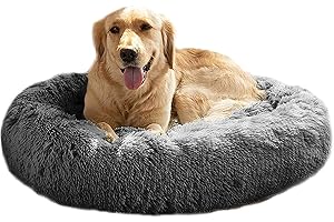 MIRKOO The Dog’s Bed Sound Sleep Donut Dog Bed & Cat Bed, Original Calming Anti-Anxiety Premium Quality Plush Nest Snuggler