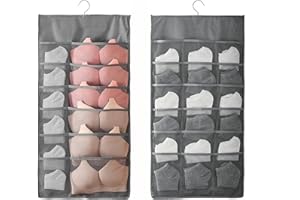 GENPAR Hanging Storage - 30 Pockets Hanging Closet wardrobe Storage Bra Underwear Socks Ties Organiser，Large Underwear Organiser for Wardrobe Wall-Double-Sided Space-Saving Clothes Organiser (30 grey)