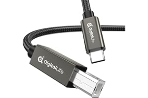 DigitalLife 2M USB-C zu B MIDI-Interface-Kabel für MIDI-Keyboard, Controller, Synthesizer, Audio-Interface und Mehr, kompatibel mit Windows, macOS, Linux - (Modell-Nr.:MIDI-CB200-II)