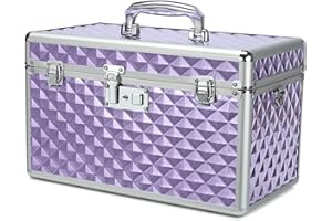 HEWEI WORKS Storage Box with Key Lock, Lockable Medicine Storage Box, Empty First Aid Box, Security Lock Box, Multipurpose Locking Box for Home and Outdoor Use (Purple, X-Large)