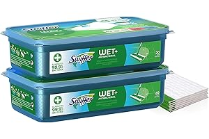 Swiffer Lingettes Humides, 40 Lingettes Nettoyantes (20x2), pour Balai Swiffer, Attrape et Retient la Poussière et la Saleté