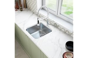 SÄUBER® 450 x 450mm Stainless Steel Kitchen Sink Square Single One 1.0 Bowl Undermount Installation, 18/8 Grade Steel Sinks, Free Basket Strainer Waste