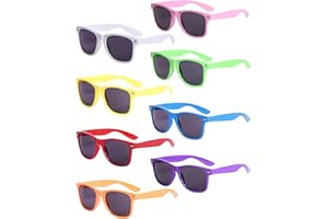 Unning 8 Pieces Colourful Sunglasses Set Neon Funny Party Sunglasses Cool Retro 80s Glasses Pack for Men Women