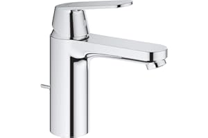 GROHE Eurosmart Cosmopolitan, Waschtischarmatur, wassersparend (Wasserhahn für das Bad, Badarmatur mit Zugstangen-Ablauf, 17cm hoch, einfache Installation am Waschbecken), chrom, 23325000