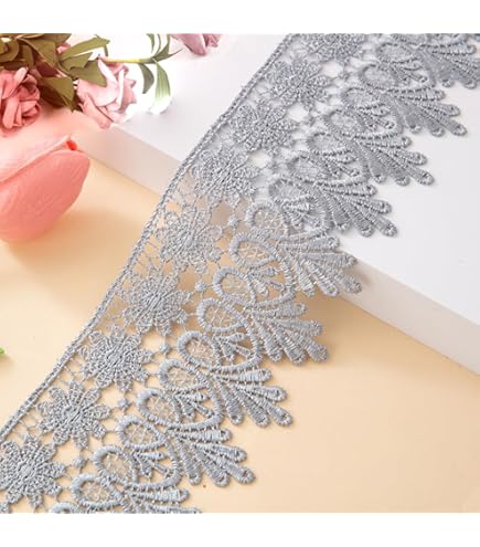 Metallic Silver Lace Trim - 2-1/4 Inch Wide By 1 Yard For Sewing & Crafts