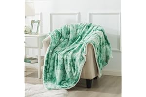 Wajade Faux Fur Blanket - Sherpa Sheep Blanket - Comfort Luxurious Fluffy Cuddly Blanket - Soft Blanket for Couch and Bed Green 200 x 220 cm