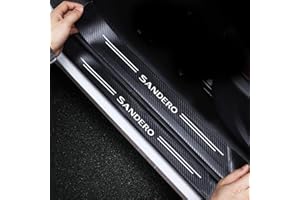 RIDGOEL 4 Piezas Película Protectora para umbral de Puerta de Coche para Dacia Sandero, Decoración para Estribos de Coche de Fibra de Carbono White