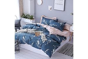 ‎TOSPASS Tospass Bettwäsche 200x200 cm 3 Teilig Blumen Marineblau Rosa Modern Floral Bettwäsche Set Mädchen Bettbezug Weiche Mikrofaser Wende Bettwäsche 1 Deckenbezug mit Reißverschluss 2 Kissenbezug 80x80 cm