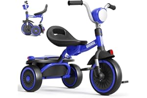 KORIMEFA Kids Tricycles for 1-3 3-5 years old, Toddler Gift Trike with Storage Basket, Boys Girls Bike with Adjustable Seat & Night Reflector, Balance Training Bicycle, Kids Toy Outdoor Indoor