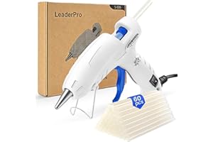 LEADERPRO Heißklebepistole, Heissklebepistole mit 60pcs Klebesticks 7mm, 30W Klebepistole für DIY Handwerker, Schnelle Reparaturen in Haus und Büro, Weiß