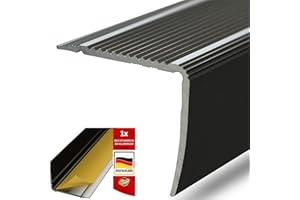 KARAT - Profilé de marches d'escalier en aluminium - Forme en L - Profilé d'angle - Cornière d'escalier - Matériel de montage inclus (Integral, L134x3x3,5 cm, Autocollant, Bronze)