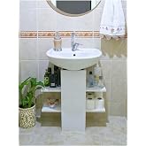 Banyo Lavabo Dolabı, Beyaz, 2 Raflı, Lavabo Altı Depolama &Uuml;nitesi, Modern Tasarım