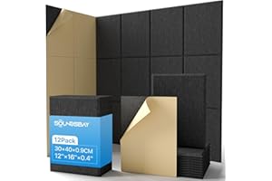 Soundsbay Paneles acústicos autoadhesivos, 12 unidades, absorbentes de sonido, aislamiento acústico, aislamiento acústico, para pared de alta densidad, para tratamiento acústico y decoración de pared,