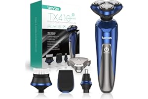 VOYOR Máquina de afeitar Afeitadora Eléctrica Recargable Para Hombres, Recortadora de Barba, Juego de Afeitadora En Húmedo y Seco TX410 (Azul)