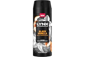 Lynx Fine Fragrance Collection Black Vanilla Premium Deodorant Body Spray Antiperspirant infused with vanilla, orange & sandalwood essential oils with 72 hours of freshness 150 ml