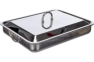 Inoxriv Bioinox Rectangular Baking Dish with Lid, Stainless Steel 35 x 27 cm