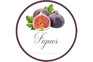 30x Figues - Lot d'étiquettes autocollantes rondes pour la cuisine, diamètre 50mm, faciles à décoller, idéales pour l'étiquetage de vos pots de confitures et bocaux fait maison - Mon Bio Jardin