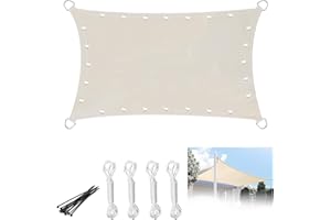 YedZen Rectangle Sun Shade Sail 3x4m, Outdoor Waterproof UV Block Sunscreen Awning Canopy with Free Rope, Cream Sunscreen Shade Cover for Garden Outdoor Patio Yard