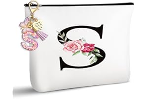 TUZELIYA Personalisierte Buchstaben S Kosmetiktasche - Geschenke für Frauen - Geburtstagsgeschenke für Frauen, Mädchen, Mütter, Beste Freundinnen und Brautjungfern - Schlüsselanhänger Buchstabe