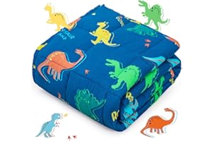 ‎SIVIO Sivio 2,3 kg Gewichtsdecke, 90 x 120 cm, ideal zum Entspannen und Schlafen, weiches Fleece und Baumwolle, Blauer Dinosaurier