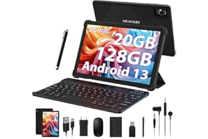 HEASUR Tablet 10 Pollici Android 13 Tablet 20GB RAM+128GB ROM (1TB TF), Octa-Core 2.0 GHz, 5G WIFI, BT 5.0,8000mAh, Tablet conTastiera+Mouse+Custodia+Penna+Cuffie -Nero