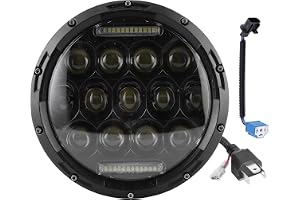 7 Inch Motorcycle Headlight, 75W LED Headlight 6500K High Birth Effective Headlight Fit for Wrangler