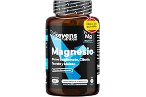 SEVENS NUTRITION Magnesio Complex 4 en 1 - Citrato, Bisglicinato, Taurato y Malato - 4 Fuentes de Alta Biodisponibilidad - Mejora tu Energía, Rendimiento y Descanso - 180 Comprimidos - Hecho en España - Sevens