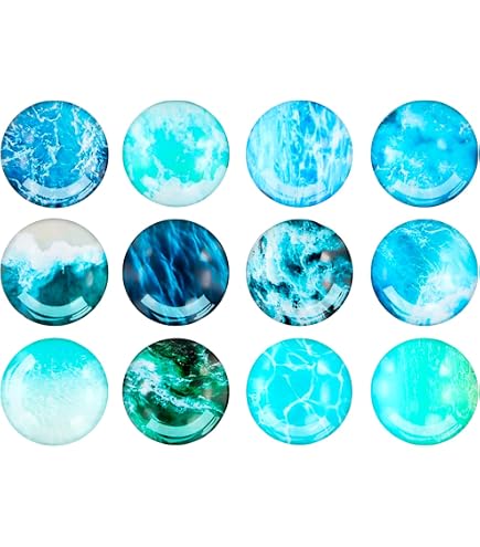 Aimants Frigo Vagues En Verre - Lot De 12 Pièces (diam. 30 Mm)