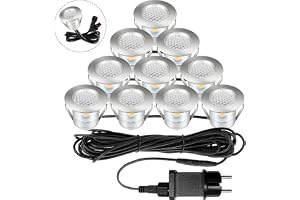 Bigzom Set med 10 infällda spotlights, utomhus, varmvit, mini LED-spotlight, IP67, vattentät, lämplig för utomhustrapppunkt