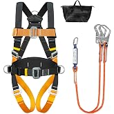 JAOGAUS Full Safety Harness with Lumbar Cushion, 140 kg Max | Double Cape &amp; Energy Absorber, EN Certified, Fall Protection fo