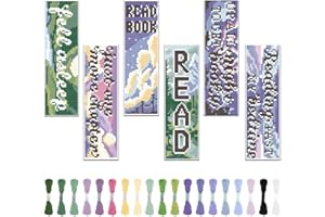 FREEBLOSS 6 juegos de marcapáginas de punto de cruz, marcadores de formato horizontal para amantes de los libros, kit de bordado, proyectos de punto de cruz, marcadores, kit de punto de cruz para