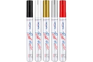 LEMEITU Lot de 5 marqueurs permanents à base d'huile - Ne se décolorent pas - Pour bureau, projets artistiques, peinture sur roche, céramique, verre, bois, plastique, métal, toile