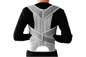 KINGCOO Correcteur de posture pour Hommes et Femmes,Supports Posture Correcteur de Dos ceintures Réglable,Réduit les douleurs au niveau du cou,dos et des épaules (Gris, 4XL)