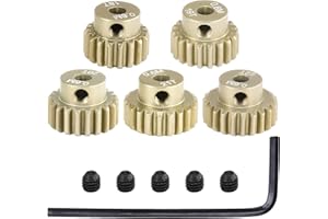RCTHJIA M0.6 Pinion Gear Set 3.175mm 18T 19T 20T 21T 22T 5PCS 7075Aluminum Alloy Metal Pinion Motor Gear for 1/10 RC Car Brushed Brushless Motor (5PCS)