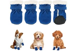 JODSEN Hundeschuhe,4 Stück Hundeschuhe Pfotenschutz wasserdichte Schneeschuhe Pfotenschutz mit Anti-Rutsch Sohle Outdoor Pfotenschützer Hundeschuhe für kleine mittlere Hunde Herbst Winter (Blue)