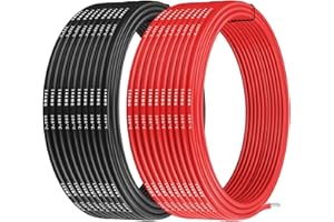 Gruiqrd 14 Gauge silicone Wire, 14AWG Electrical Cable 10M [16.4FT/5m Black and 16.4FT/5m Red], Flexible 400 Strands 0.08 mm of Tinned Copper High Temperature Wire for RC Car, Marine, Airplane Battery