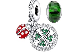 LNQOBU Ciondolo in Argento Sterling 925 Charm Bead con Bracciale e Collane Europei da Donna,Perline Intarsio con 5A Zircone per Donna Perline