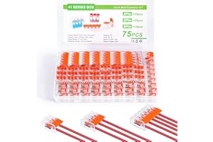 YIIFELL Kabelverbinder, 75 Stück Verbindungsklemmen mit Betätigungshebel, 4mm² Leiter Klemme Lüsterklemme, Kabelklemmen Elektro für Feste Kabe 2-3-5 Leiter