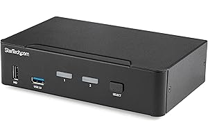 StarTech.com Switch KVM DisplayPort 2 porte - 4K 60Hz - Singolo schermo - Switch KVM USB UHD DP 1.2 a doppia porta - Hub USB 3.0 integrato e audio - Dell HP Apple Lenovo - Conforme a TAA (SV231DPU34K)