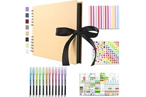 Vienrose Scrapbook Kit Photo Album 28.5x21 cm DIY 80 Pages Silk Ribbon Craft Paper Album for Guest Book Anniversary Wedding Valentines Day Khaki