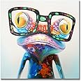 SEVEN WALL ARTS Colorful Animal Wall Art Cute Happy Frog with Glasses Painting Hip Hop Funny Canvas Picture for Kids Boy Girl Room Bathroom Nursery Office Décor 32 x 32 Inch